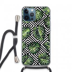 CaseCompany Geometrische jungle: iPhone 13 Pro Max Transparant Hoesje met koord