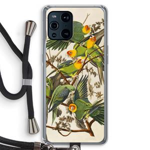 CaseCompany Carolinaparkiet: Oppo Find X3 Transparant Hoesje met koord