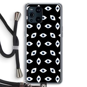 CaseCompany Eyes pattern: Oppo Find X3 Transparant Hoesje met koord