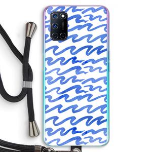 CaseCompany Blauwe golven: Oppo A92 Transparant Hoesje met koord