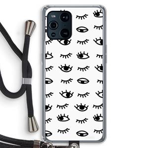 CaseCompany Eye pattern #2: Oppo Find X3 Transparant Hoesje met koord
