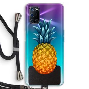 CaseCompany Grote ananas: Oppo A92 Transparant Hoesje met koord