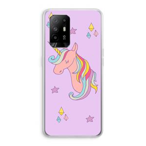 CaseCompany Roze eenhoorn: Oppo A95 5G Transparant Hoesje