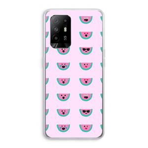 CaseCompany Smiley watermeloenprint: Oppo A95 5G Transparant Hoesje