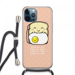 CaseCompany Sleep All Day: iPhone 13 Pro Max Transparant Hoesje met koord