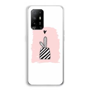 CaseCompany Zwart-wit cactus: Oppo A95 5G Transparant Hoesje