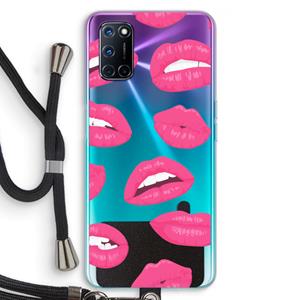 CaseCompany Bite my lip: Oppo A92 Transparant Hoesje met koord