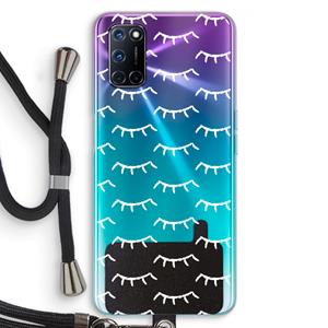CaseCompany Wimpers: Oppo A92 Transparant Hoesje met koord