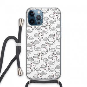 CaseCompany Zwanen: iPhone 13 Pro Max Transparant Hoesje met koord