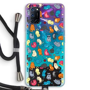 CaseCompany Kleurrijke katten: Oppo A92 Transparant Hoesje met koord