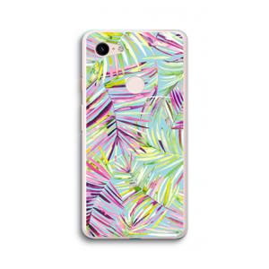 CaseCompany Tropical Palms Blue: Google Pixel 3 XL Transparant Hoesje