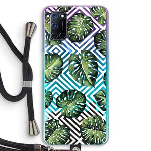 CaseCompany Geometrische jungle: Oppo A92 Transparant Hoesje met koord