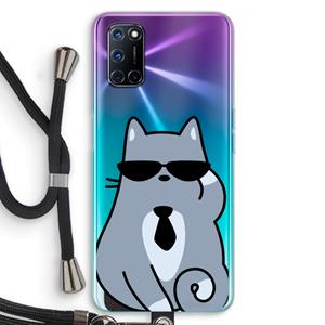 CaseCompany Cool cat: Oppo A92 Transparant Hoesje met koord