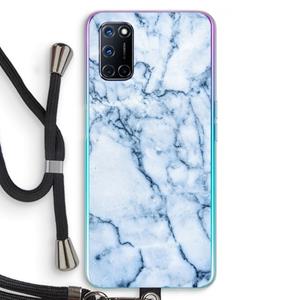 CaseCompany Blauw marmer: Oppo A92 Transparant Hoesje met koord