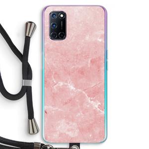 CaseCompany Roze marmer: Oppo A92 Transparant Hoesje met koord