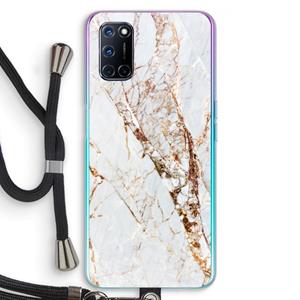 CaseCompany Goud marmer: Oppo A92 Transparant Hoesje met koord