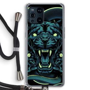 CaseCompany Cougar and Vipers: Oppo Find X3 Transparant Hoesje met koord