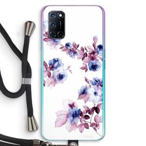 CaseCompany Waterverf bloemen: Oppo A92 Transparant Hoesje met koord