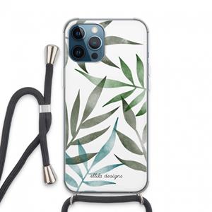 CaseCompany Tropical watercolor leaves: iPhone 13 Pro Max Transparant Hoesje met koord