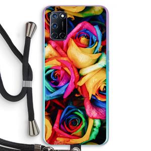 CaseCompany Neon bloemen: Oppo A92 Transparant Hoesje met koord