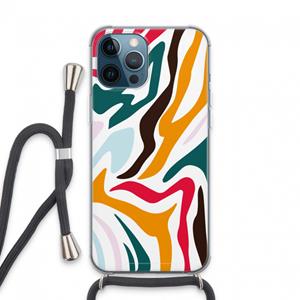 CaseCompany Colored Zebra: iPhone 13 Pro Max Transparant Hoesje met koord