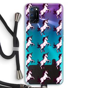 CaseCompany Musketon Unicorn: Oppo A92 Transparant Hoesje met koord