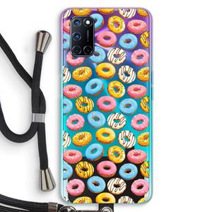 CaseCompany Pink donuts: Oppo A92 Transparant Hoesje met koord