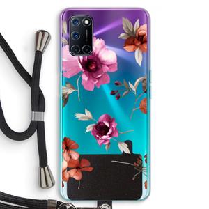 CaseCompany Geschilderde bloemen: Oppo A92 Transparant Hoesje met koord