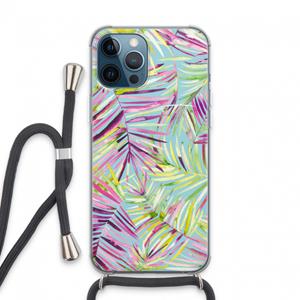 CaseCompany Tropical Palms Blue: iPhone 13 Pro Max Transparant Hoesje met koord