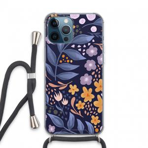 CaseCompany Flowers with blue leaves: iPhone 13 Pro Max Transparant Hoesje met koord