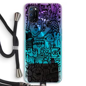 CaseCompany Vexx Black Mixtape: Oppo A92 Transparant Hoesje met koord