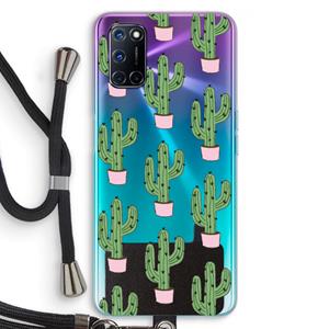 CaseCompany Cactus Lover: Oppo A92 Transparant Hoesje met koord