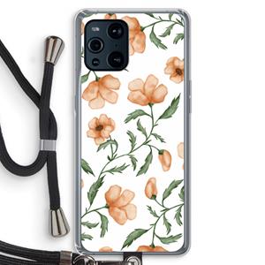CaseCompany Peachy flowers: Oppo Find X3 Transparant Hoesje met koord