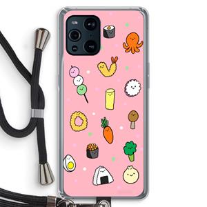 CaseCompany Happy bento friends: Oppo Find X3 Transparant Hoesje met koord