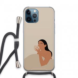 CaseCompany Fresh coffee: iPhone 13 Pro Max Transparant Hoesje met koord