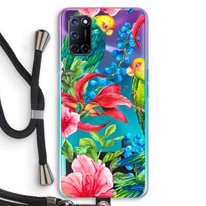 CaseCompany Papegaaien: Oppo A92 Transparant Hoesje met koord