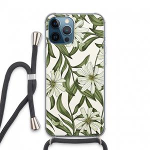 CaseCompany Wit bloemenpatroon: iPhone 13 Pro Max Transparant Hoesje met koord