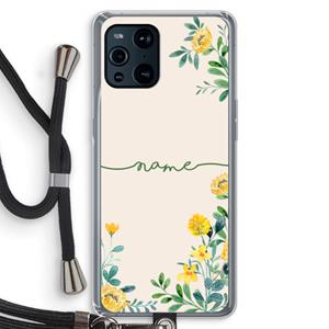 CaseCompany Gele bloemen: Oppo Find X3 Transparant Hoesje met koord