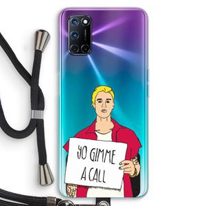CaseCompany Gimme a call: Oppo A92 Transparant Hoesje met koord