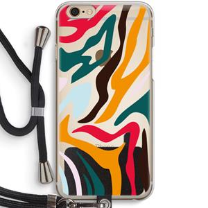 CaseCompany Colored Zebra: iPhone 6 / 6S Transparant Hoesje met koord