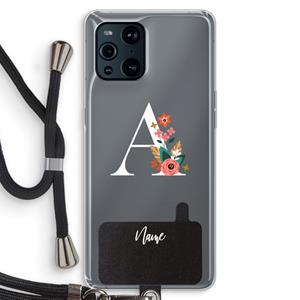 CaseCompany Pink Bouquet: Oppo Find X3 Transparant Hoesje met koord
