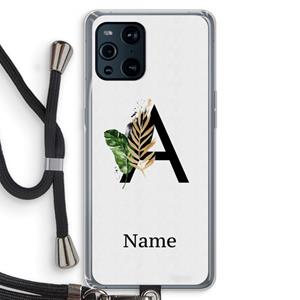 CaseCompany Charcoal Flora: Oppo Find X3 Transparant Hoesje met koord