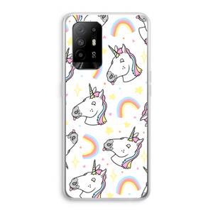 CaseCompany Rainbow Unicorn: Oppo A95 5G Transparant Hoesje