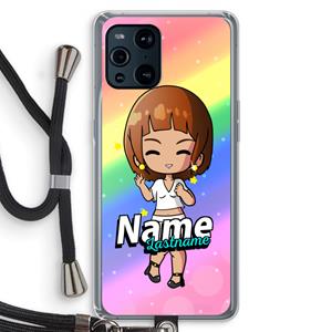 CaseCompany Chibi Maker vrouw: Oppo Find X3 Transparant Hoesje met koord