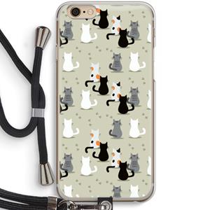 CaseCompany Katten: iPhone 6 / 6S Transparant Hoesje met koord
