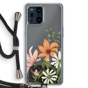 CaseCompany Floral bouquet: Oppo Find X3 Transparant Hoesje met koord