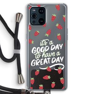 CaseCompany Don't forget to have a great day: Oppo Find X3 Transparant Hoesje met koord