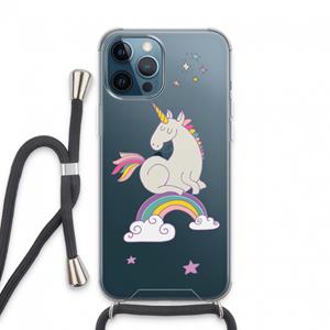 CaseCompany Regenboog eenhoorn: iPhone 13 Pro Max Transparant Hoesje met koord