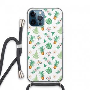 CaseCompany Ananas bladeren: iPhone 13 Pro Max Transparant Hoesje met koord