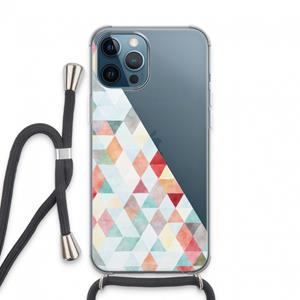 CaseCompany Gekleurde driehoekjes pastel: iPhone 13 Pro Max Transparant Hoesje met koord
